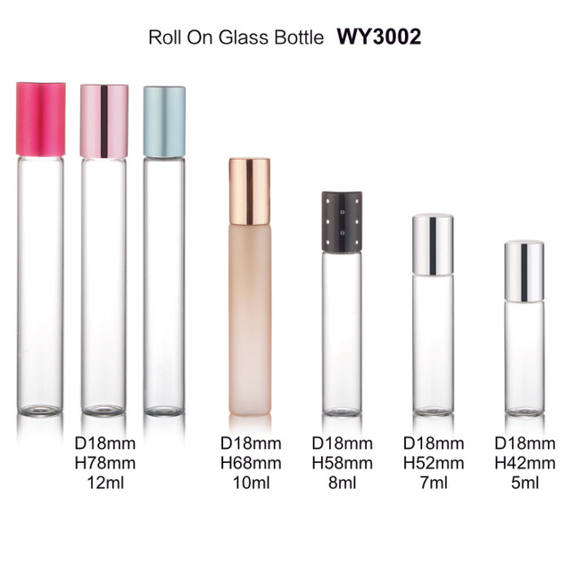 5ml 7ml 8ml 10ml 12ml ขวดลูกกลิ้งแก้วหลอดใสสำหรับน้ำมันหอมระเหย