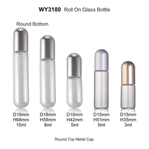 3Ml 5Ml 5Ml 8Ml 10Ml Tabung Bening Kaca Botol Roll On Kosong dengan Tutup Logam Perak untuk Serum dan Minyak Esensial