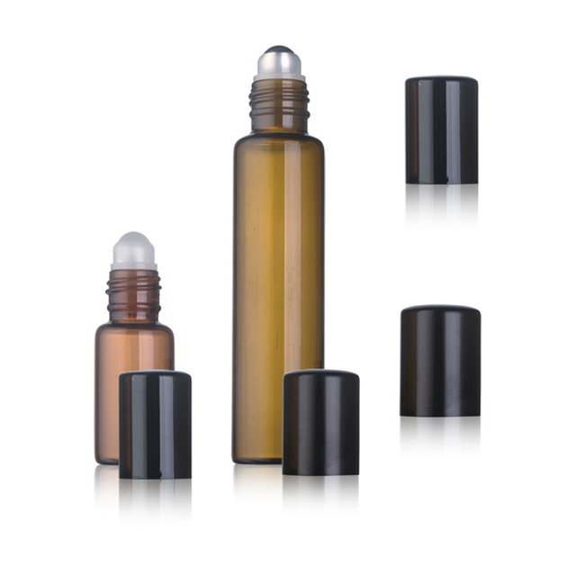 U&ccedil;ucu Yağlar i&ccedil;in Şeffaf veya Amber Renkli 5ml 8ml 12ml 15ml 20ml 30ml 10ml Silindir Şişeler