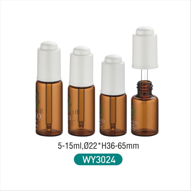 5ml 10ml 15ml ขวดหยดแก้วกลมสีน้ำตาลสำหรับน้ำมันหอมระเหย