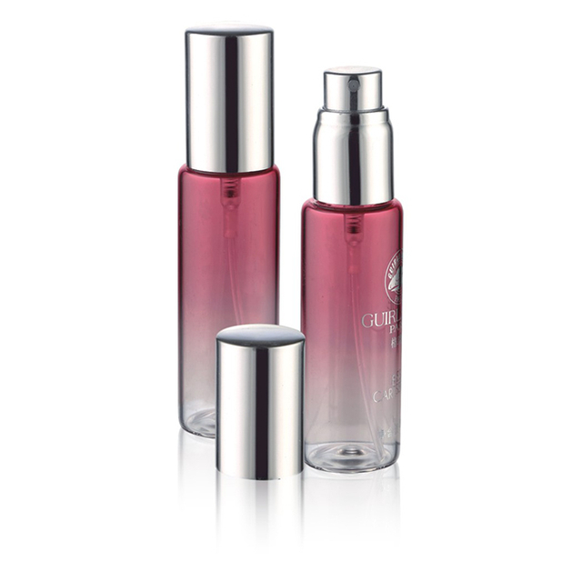 30ml 35ml 40ml สีเขียวหรือสีแดงหลอดกึ่งโปร่งใสขวดแก้วน้ำหอมพร้อมเครื่องพ่นสารเคมีอลูมิเนียมสำหรับน้ำหอม