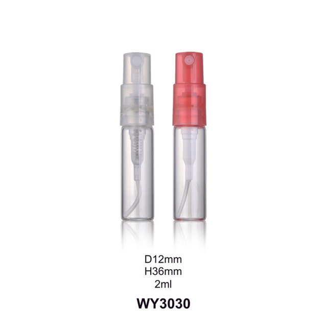1.5ml 2ml 2.5ml 3ml 미니 향수병용 컬러 스프레이어가 있는 투명 튜브 유리병 