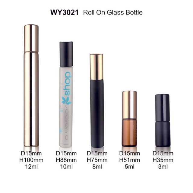 정유와 혈청을 위한 3ml 5ml 8ml 10ml 12ml 호박색, 검정, 빛나는 황금 롤러 병