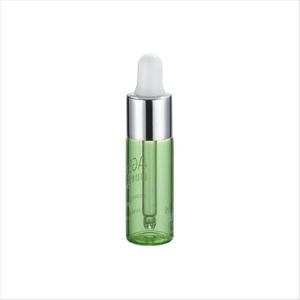 3ml 5ml 8ml 10ml ขวดแก้วกลมขนาดเล็กสีเขียวพร้อมหยดปั๊มเงินเงาสำหรับเซรั่มและน้ำมันหอมระเหย