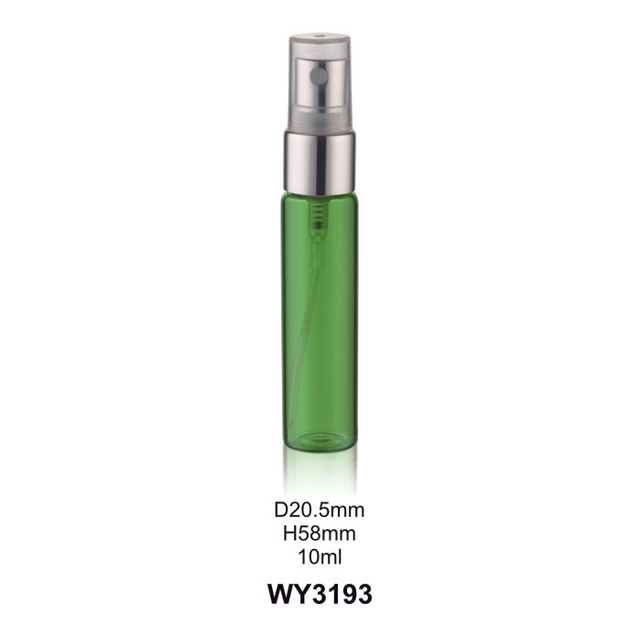 8 ml 10 ml 12 ml 15 ml groene spuitparfumfles met glanzende zilveren pomp