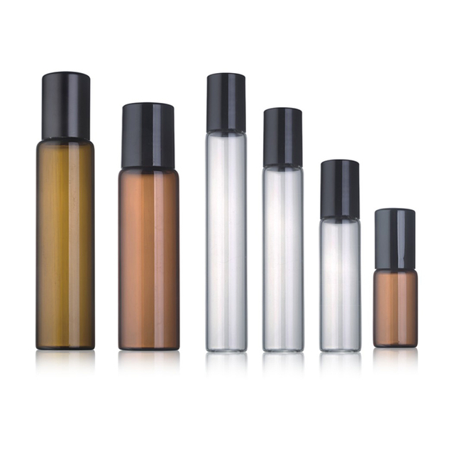 U&ccedil;ucu Yağlar i&ccedil;in Şeffaf veya Amber Renkli 5ml 8ml 12ml 15ml 20ml 30ml 10ml Silindir Şişeler